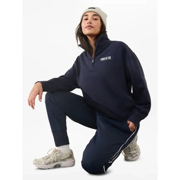 ATHLETA S Power Of She 1/4 Zip Fleece Sweatshirt Navy Blue Small Regular - Picture 5 of 7